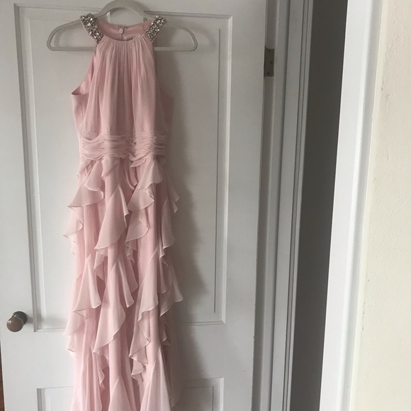 Eliza J Haltered Tiered Chiffon Halter Gown - Picture 2 of 7